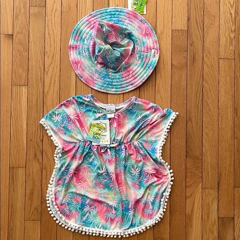 Colorful UPF 50+ Flap Happy toddler girls set